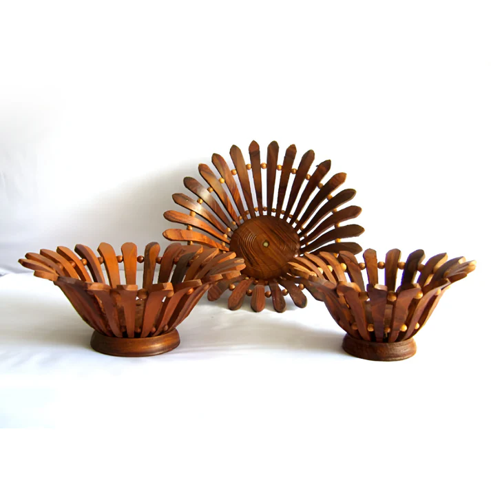 Wooden Fruit Basket β Ser of 3